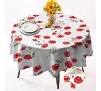 OliveSleep Round Tablecloth 152cm Wrinkle Free Washable Polyester Table Cloth for Circular Table, Home Dining Party Use,Poppy Round Wipe Clean Tablecloth 60 Inches (Color 14)