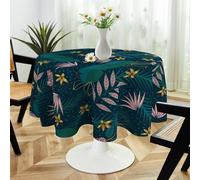 OliveSleep Round Tablecloth 152cm Wrinkle Free Washable Polyester Table Cloth for Circular Table, Home Dining Party Use,Flora Abstract Round Wipe Clean Tablecloth 60 Inches (Multicolor 03)