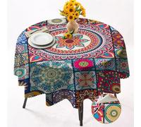 OliveSleep Round Tablecloth 152cm Wrinkle Free Washable Polyester Table Cloth for Circular Table, Home Dining Party Use, Bohemian Style Round Wipe Clean Tablecloth 60 Inches(Color 05)