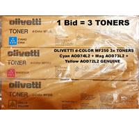 OLIVETTI d-COLOR MF250 3x TONERS Cyan A0D74L2 Mag A0D73L2 Yellow A0D72L2 GENUINE