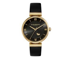 Olivia Burton Analogue Quartz Watch for Women Minima BEE Collection with Black Leather Strap - 24000099
