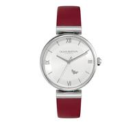Olivia Burton Analogue Quartz Watch for Women Minima BEE Collection with Red Leather Strap - 24000098
