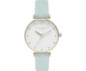 Olivia Burton Analogue Quartz Watch for Women with Mint Green Leather Strap - OB16AM143