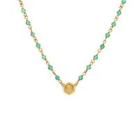 Olivia Burton Beaded Charm Green Agate Necklace