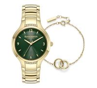 Olivia Burton Lea & Interlock 34mm Gold IP Watch & Bracelet Gift Set