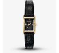 Olivia Burton Mini Grove Gold Black Leather Strap Watch 24000284