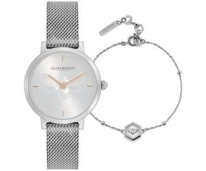 Olivia Burton Minima Bee Gift Set 24070002 - Woman - 28 mm - Analogue - Quartz - Mineral Glass Silver 28 mm
