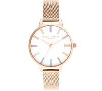 Olivia Burton Rainbow White Dial Rose Gold Mesh Strap Watch OB16RB24