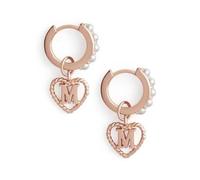 Olivia Burton Rose Gold Pearl M Initial Huggie Earrings