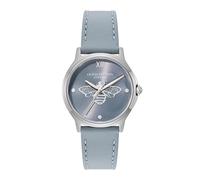 Olivia Burton Silver Classic Bee Chalk Blue Leather Bracelet Watch