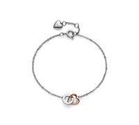 Olivia Burton Silver Kindred Interlink Rose Gold Heart Bracelet