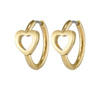 Olivia Burton Stainless Steel Gold IP Heart Hoop Earrings