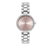 Olivia Burton Three Hand Quartz Movement Watch for Women Dimension Collection with Grey Leather Strap or Stainless Steel Bracelet