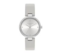 Olivia Burton Three Hand Quartz Movement Watch for Women Dimension Collection with Grey Leather Strap or Stainless Steel Bracelet