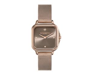 Olivia Burton Two Hand Quartz Movement Watch for Women Grosvenor Collection with Carnation Gold Colored Stainless Steel Mesh Bracelet - 24000088