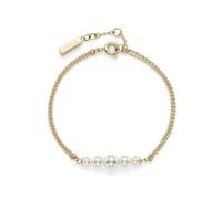 Olivia Burton Women's PEARLS & BEADS Collection Doble Chain Bracelet in Yellow Gold with Graduated String of Faux Pearls - 24100323