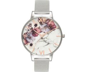 Olivia Burton Women's Quartz Analog Watch with Silver Stainless Steel Mesh Strap - OB16MF09