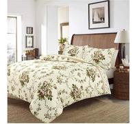 Olivia Flannelette 100% Brushed Cotton Double Duvet Cover Sets with Two Pillow Cases Reversible Thermal Floral Bedding Quilt Covers Set (Natural, 200x200cm)