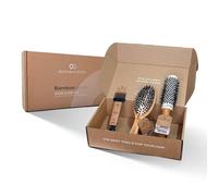 Olivia Garden Bamboo Touch Hair Care Box - Brush Set with Detangle Combo S, Thermal Blowout Brush 33 & Bonus Brush Cleaner - Gift Box with a Natural Touch