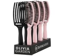 Olivia Garden Fingerbrush Combo Medium Display 8pcs Full Black/Pastel Pink