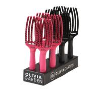 Olivia Garden Fingerbrush Combo Medium Display 8pcs Hot Pink/Black