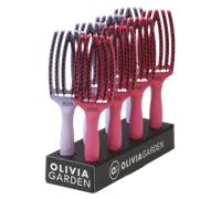 Olivia Garden Fingerbrush Combo Medium Display 8pcs Hot Pink/Lavender