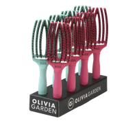 Olivia Garden Fingerbrush Combo Medium Display 8pcs Mint/Hot Pink