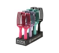 Olivia Garden Fingerbrush Combo Medium Display 8pcs Pink/Lavender/Min/Black