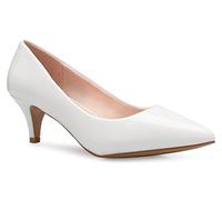 Olivia K Women's Classic D'Orsay Closed Toe Kitten Heel Pump - Casual, Comfort white Size: 4 UK