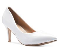 Olivia K Women's Classic D'Orsay Closed Toe Mid Stiletto Heel Pump | Dress, Work, Party Low Heeled Pumps | high Casual Comfortable Sale white Size: 4.5 UK