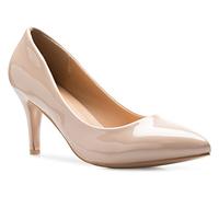 Olivia K Womens Classic Open Toe Kitten Heel Wedges | Dress, Work, Party Low Heeled, Beige Patent, 8 UK