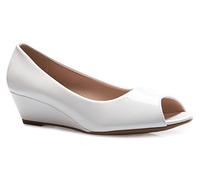 Olivia K Womens Classic Open Toe Kitten Heel Wedges | Dress, Work, Party Low Heeled white Size: 5.5 UK