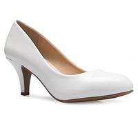 Olivia K Women's Comfort Classic Round Toe Kitten Low Mid Heel Dress Pumps White Size: 5 UK