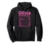 Olivia Name Nutrition Facts Personalized Women Girl Pink Pullover Hoodie