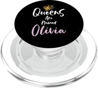 Olivia Name Queen Personalized Women Girl Cute Pink Black PopSockets PopGrip for MagSafe