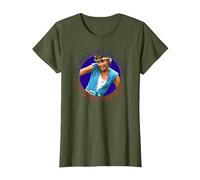 Olivia Newton-John Let's Get Physical Circle Photo T-Shirt, Women, Olive Green, X-Large