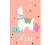 Olivia: Personalized with name - cute notebook for girls women with cute llama alpaca cactus 6x9 inch. blank lined journal