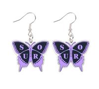 Olivia Purple Butterfly Earrings, Olivia Rodrigo Fashionable Acrylic Material Earrings Fan Souvenirs, Fans Concert Music Album Lover Jewellery Birthday Decorations Personalized Ornaments