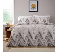 Olivia Rocco 100% Cotton Duvet Cover Set 200 Thread Count Printed Quilt Covers With Pillowcases Bedding Bed Linen Sets, Zermatt Grey Double