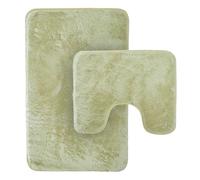 Olivia Rocco 2 Piece Bath Mat Set Extra Soft Easy Care Plush Bath Rug + Toilet Mats Super Absorbent Non Slip Bathmat for Bathroom Toilet Shower, Sage Green