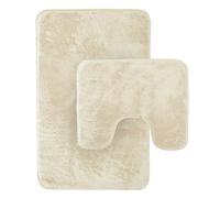 Olivia Rocco 2 Piece Bath Mat Set Extra Soft Easy Care Plush Bath Rug + Toilet Mats Super Absorbent Non Slip Bathmat for Bathroom Toilet Shower, Cream