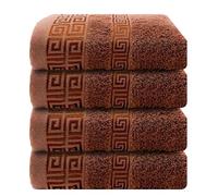 Olivia Rocco 4 Pack Greek Hand Towels 100% Cotton Ultra Soft and Highly Absorbent Large Thick Towel Set 50 x 85 cm for Bathroom Hotel Salon & Gym Use, Mocha