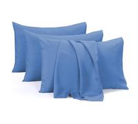 Olivia Rocco 4 Pack Pillowcases Standard Size 50 x 75 cm 100% Soft Brushed Microfiber Pillow Covers with Envelope Closure Wrinkle & Fade Resistant, Blue