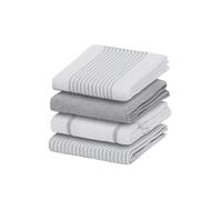 Olivia Rocco 4 Pack Tea Towel Kitchen Tea Towels Cotton Absorbent Long Lasting Catering Bar Dish Towel Cloth, Silver