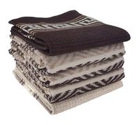 Olivia Rocco 5 Pack Tea Towels Venice 100% Cotton Kitchen Towel Super Absorbent Quick Drying Soft Dish Cloth Set, Natural