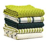 Olivia Rocco 5 Pack Terry Kitchen Tea Towels Cotton Super Absorbent Quick Drying Soft Towel Cloth, Sage Green