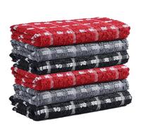 Olivia Rocco 6 Pack Mono Check Tea Towels 100% Soft Cotton Kitchen Dish Bar Towel Super Absorbent Quick Drying Cloths- 6 PK