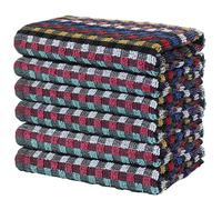Olivia Rocco 6 Pack Multi Check Terry Tea Towel 100% Cotton Kitchen Towels Super Absorbent Quick Drying Dish Cloths for Home Essential- 6 PK