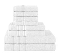 Olivia Rocco 8 Piece Towel 2 Bath Towels 2 Hand Towels and 4 Washcloths Cotton Hotel Quality Super Soft and Highly Absorbent, White