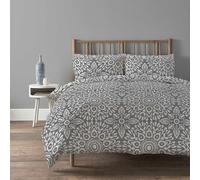 Olivia Rocco Alhambra Duvet Cover Set Easy Care Quilt Bedding Sets with Pillow Cases Cotton Rich Printed Soft Bed linen, Alhambra Grey Single